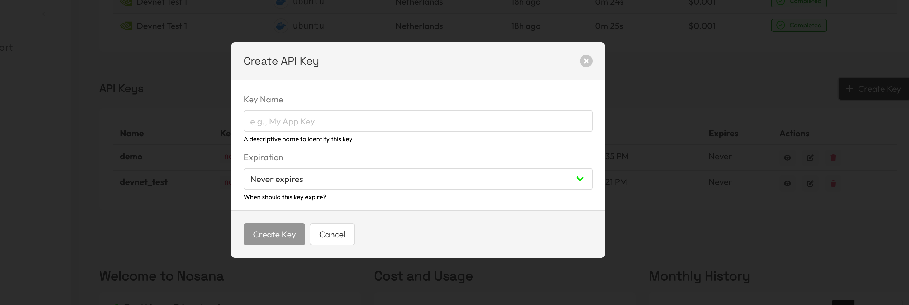 Create API key